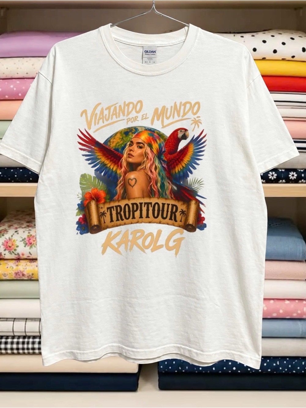 Gildan White Tropitour Karol G Graphic Tee